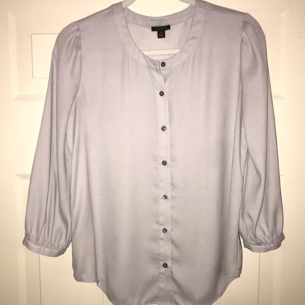 Ann Taylor light gray dress shirt blouse - Picture 1 of 1